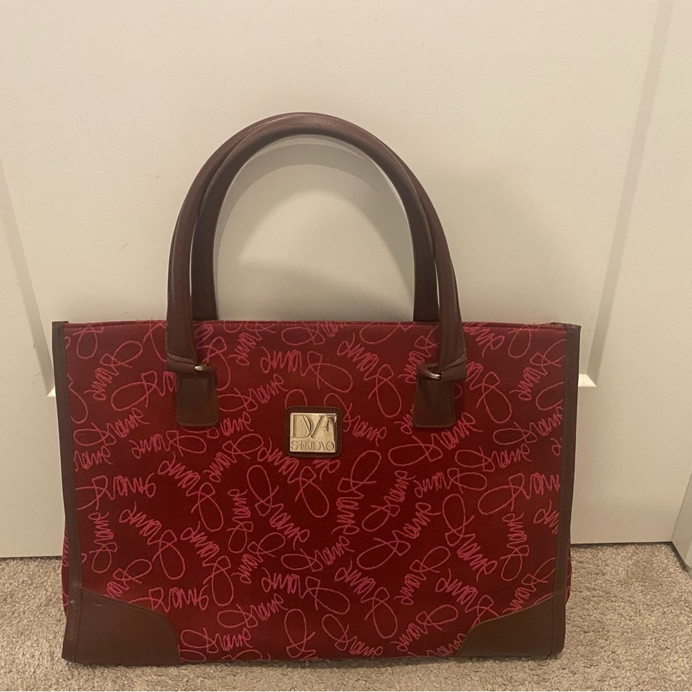 Diane Von Furstenberg Red and Brown Travel Bag